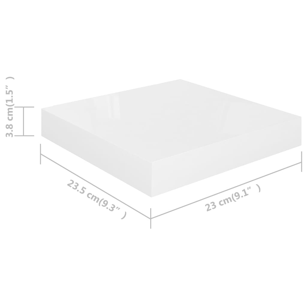 vidaXL Floating Wall Shelf High Gloss White 23x23.5x3.8 cm MDF