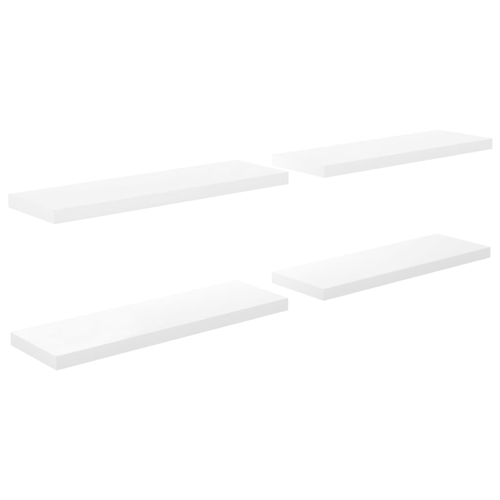 vidaXL Floating Wall Shelves 4 pcs High Gloss White 80x23.5x3.8 cm MDF