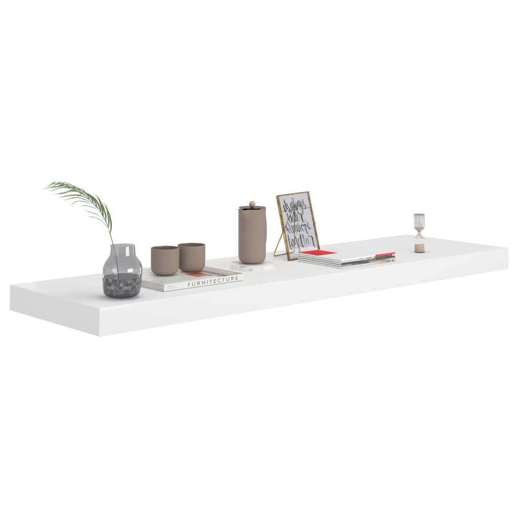 vidaXL Floating Wall Shelf White 90x23.5x3.8 cm MDF