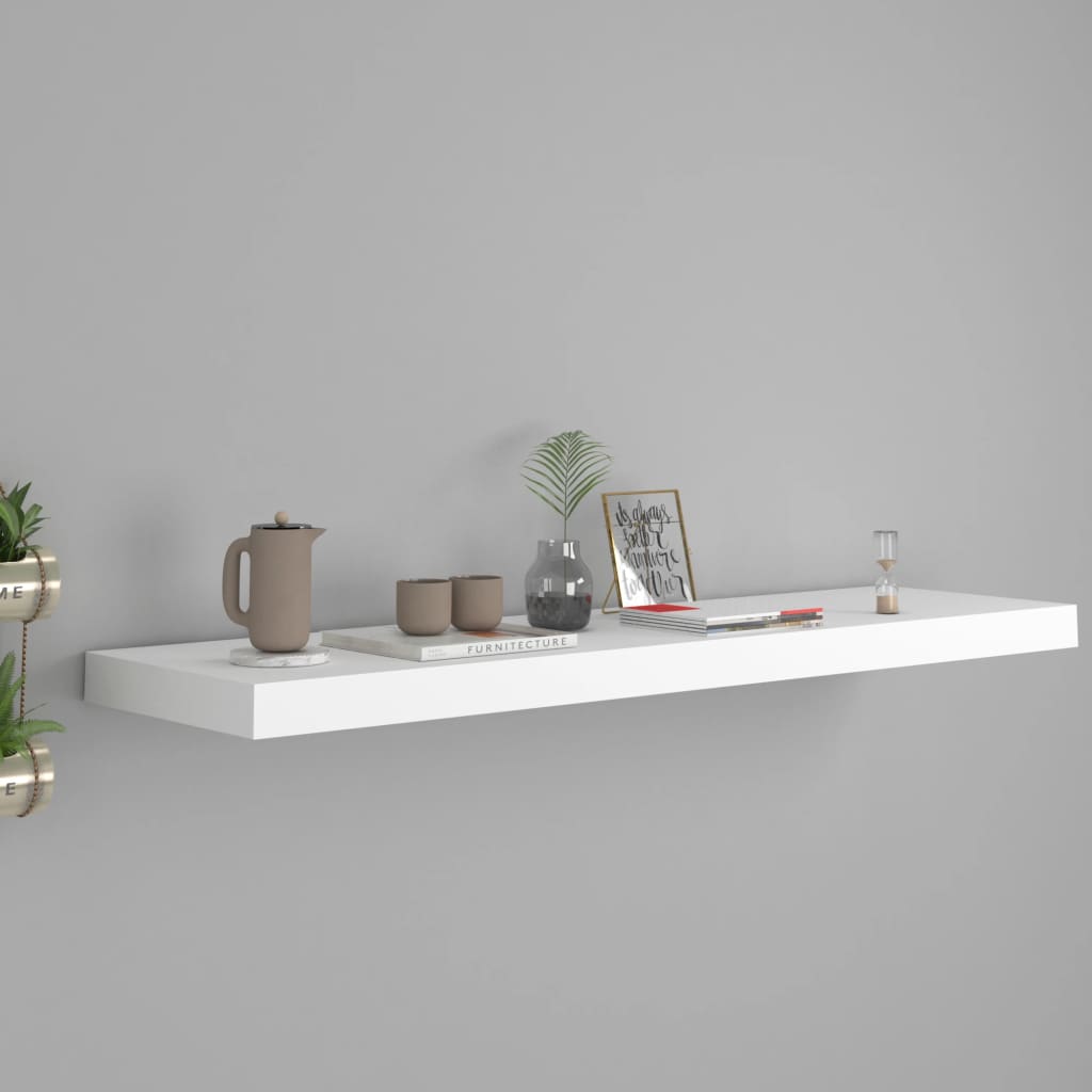 vidaXL Floating Wall Shelf White 90x23.5x3.8 cm MDF
