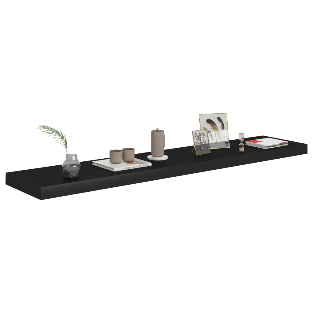 vidaXL Floating Wall Shelves 4 pcs Black 120x23.5x3.8 cm MDF