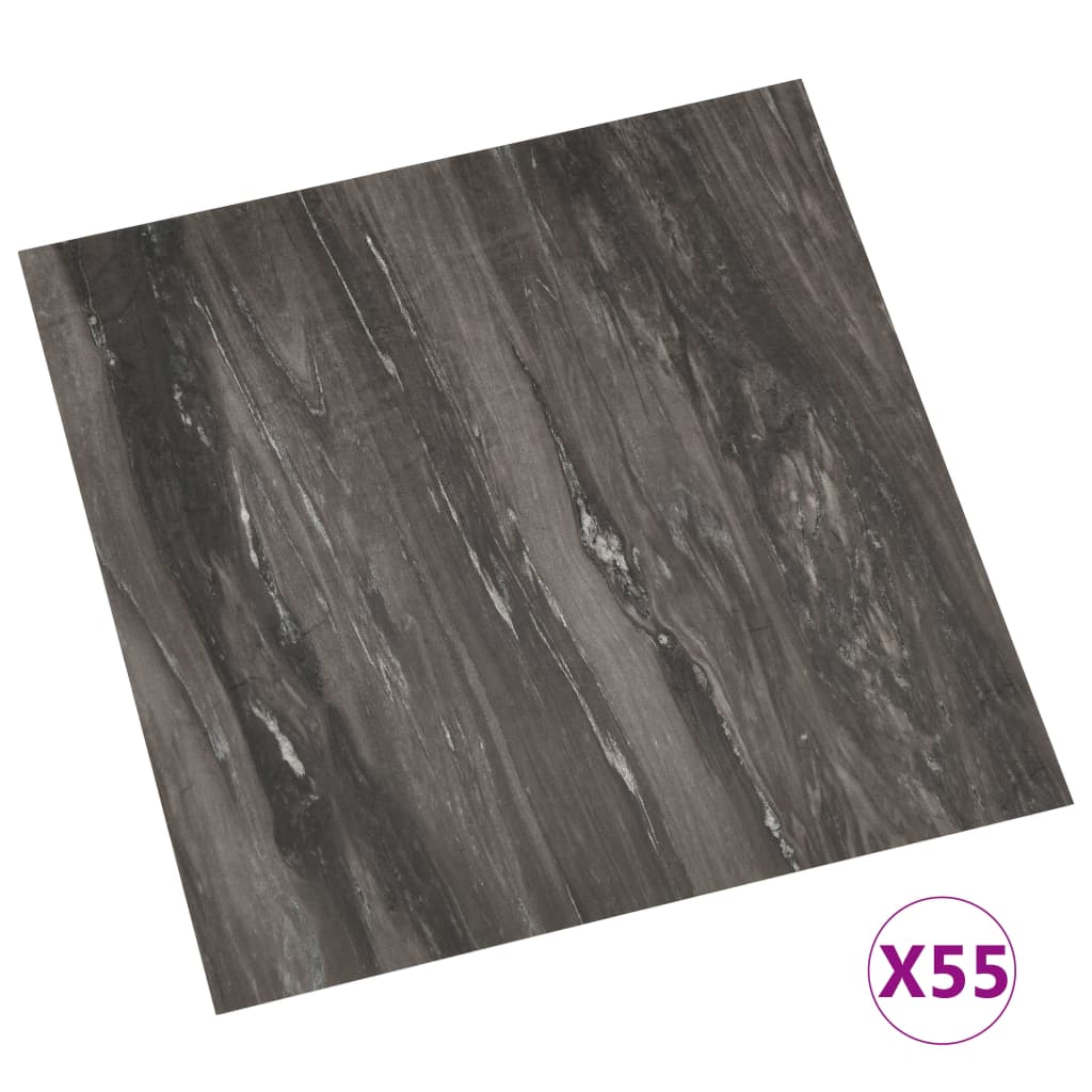 vidaXL Self-adhesive Flooring Planks 55 pcs PVC 5.11 m² Dark Grey