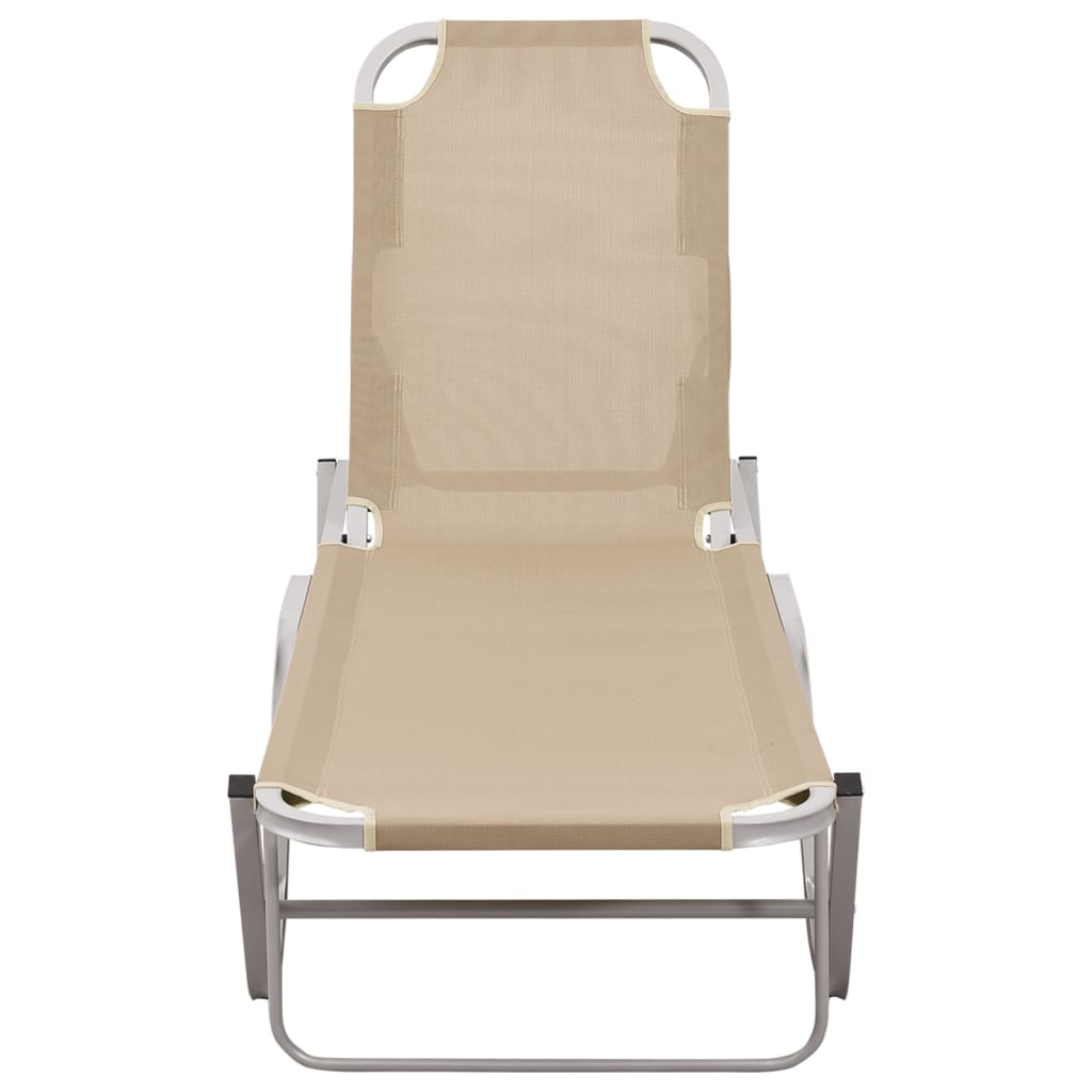 vidaXL Sun Lounger Aluminium and Textilene Cream
