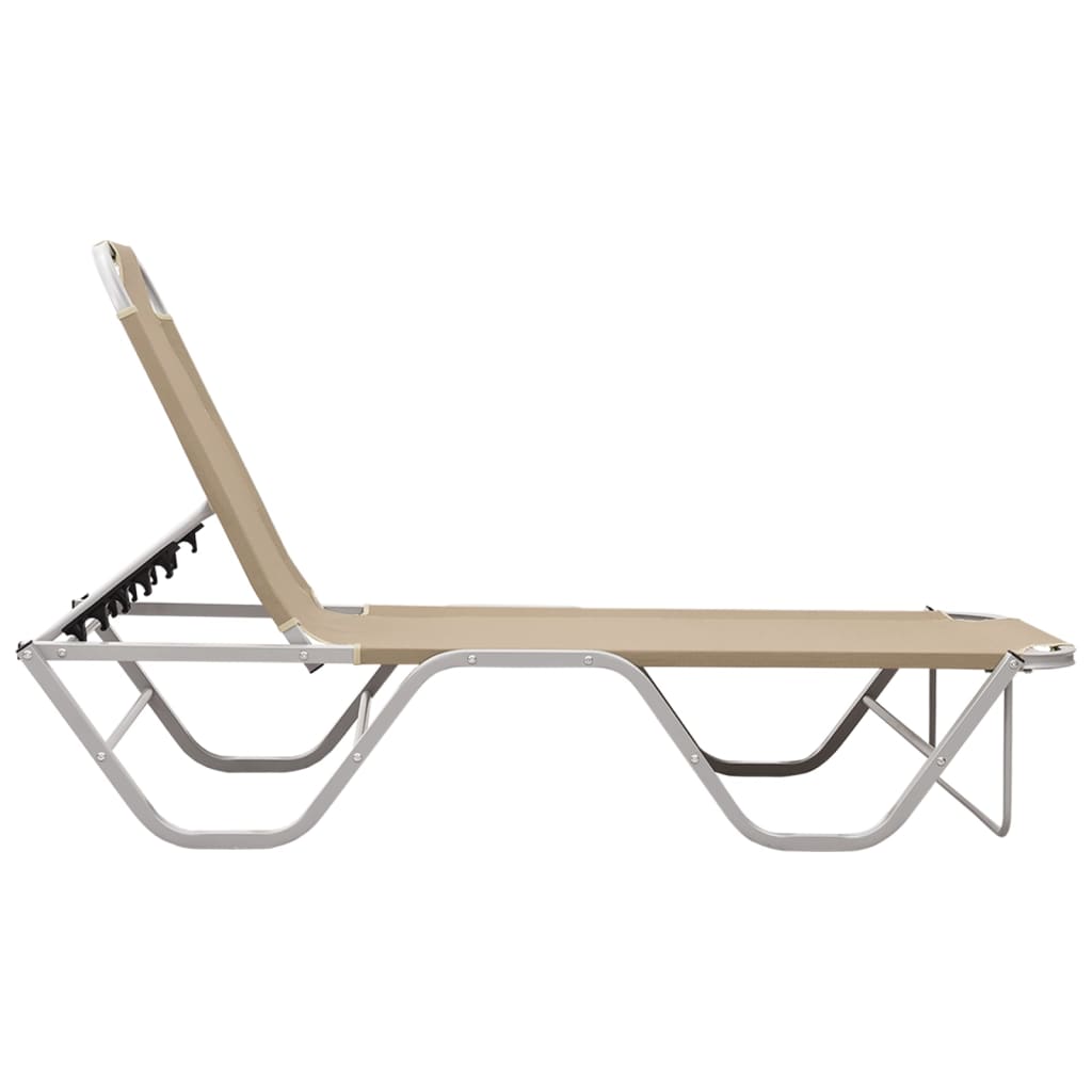 vidaXL Sun Lounger Aluminium and Textilene Cream