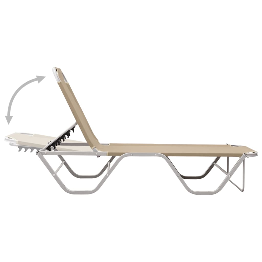 vidaXL Sun Lounger Aluminium and Textilene Cream
