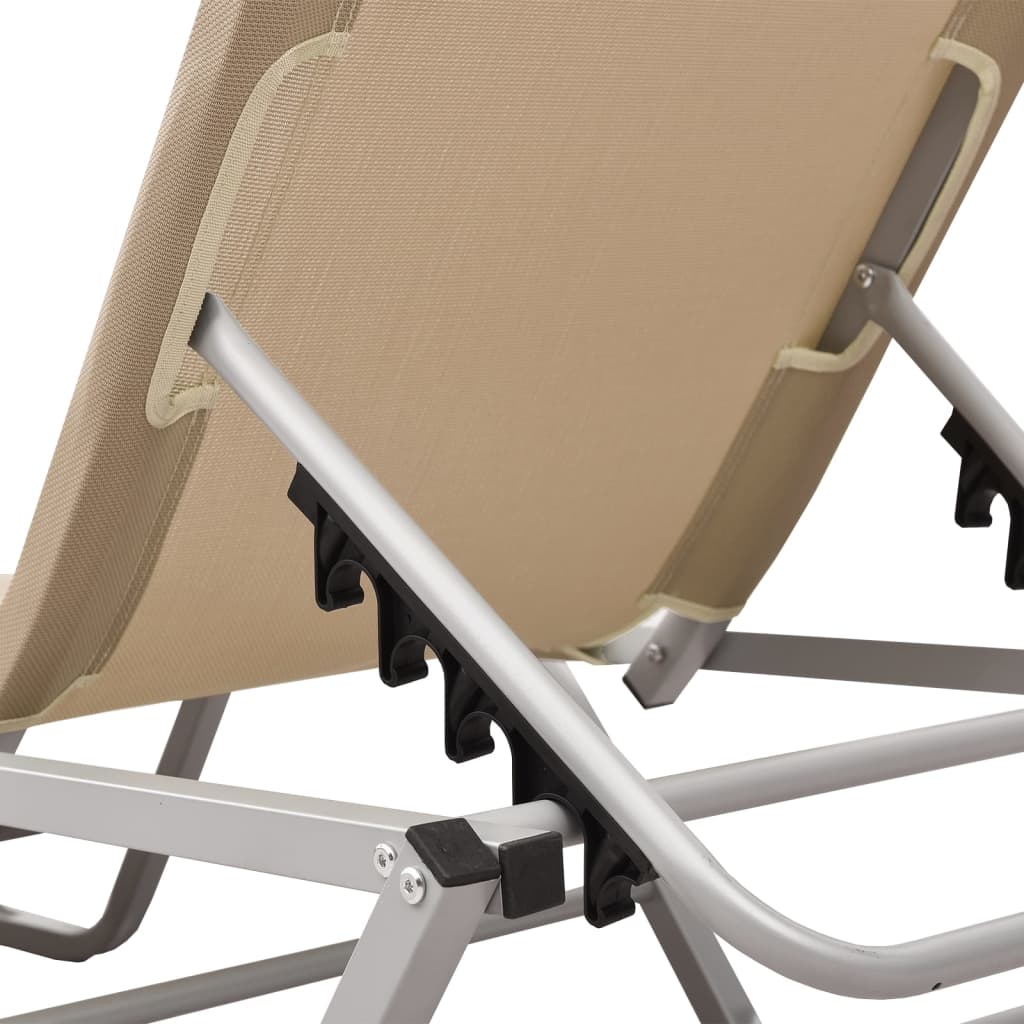 vidaXL Sun Lounger Aluminium and Textilene Cream