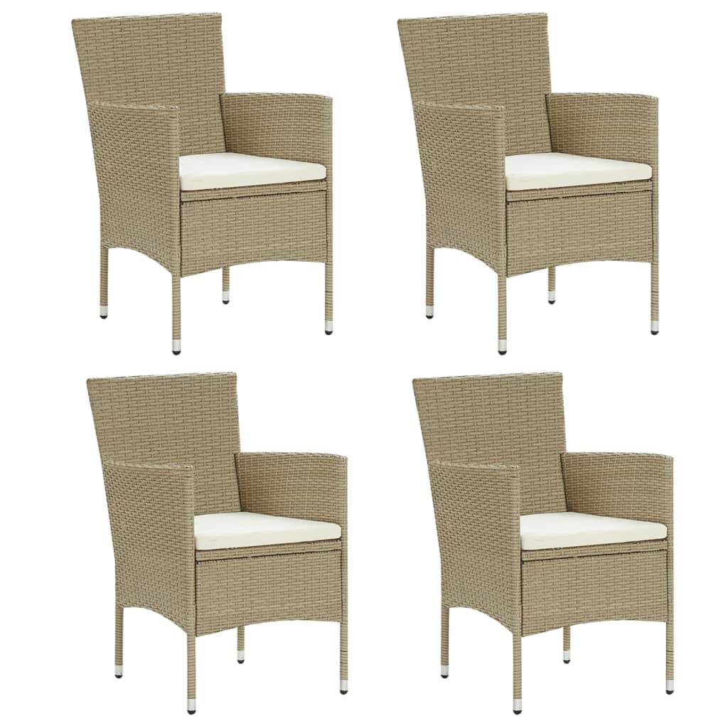 vidaXL Garden Dining Chairs 4 pcs Poly Rattan Beige