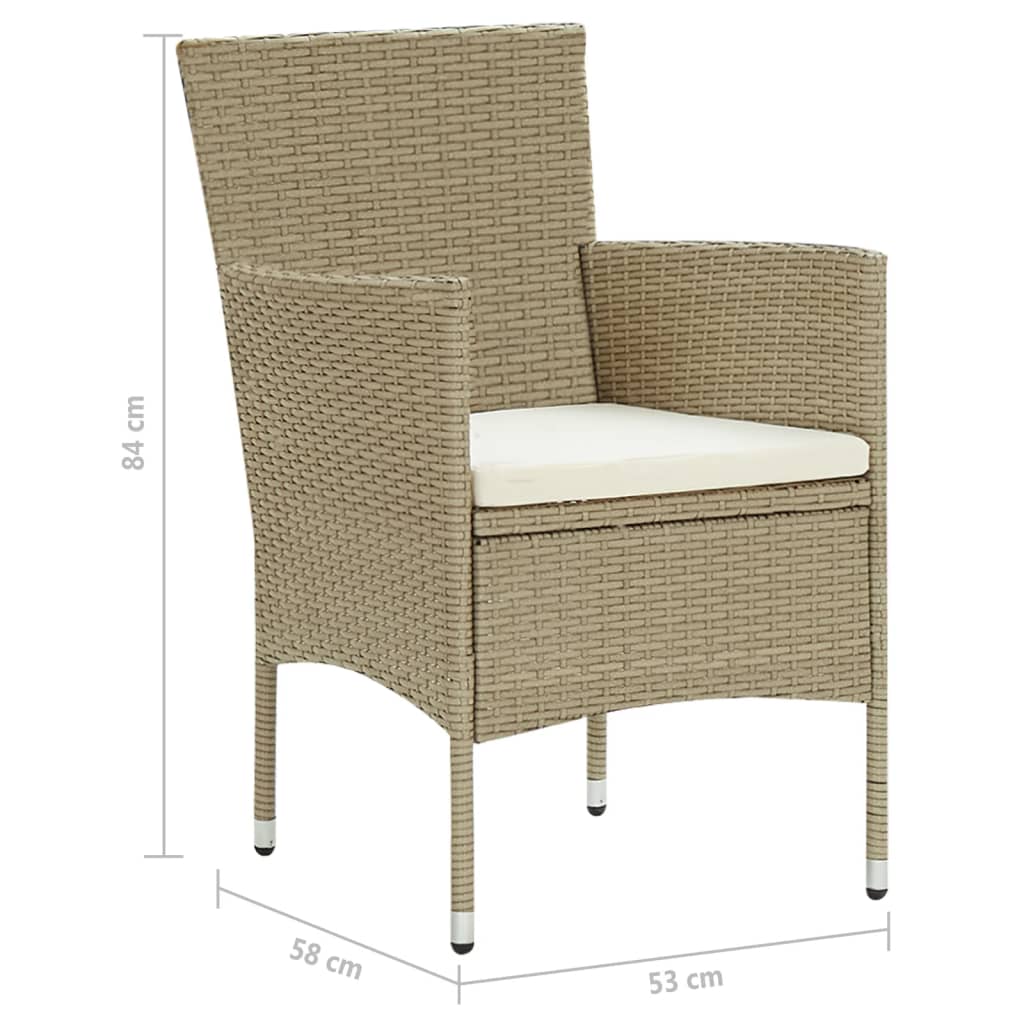 vidaXL Garden Dining Chairs 4 pcs Poly Rattan Beige
