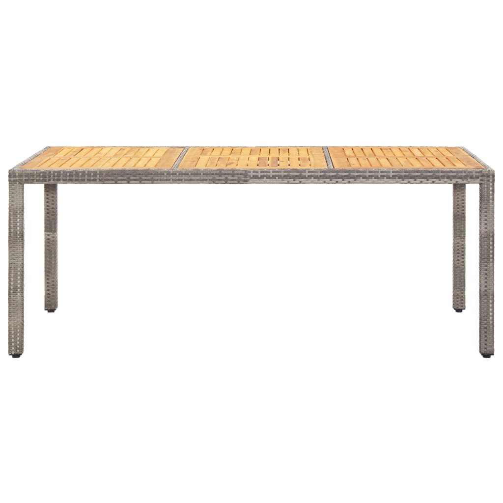 vidaXL Garden Table Grey 190x90x75 cm Poly Rattan and Acacia Wood