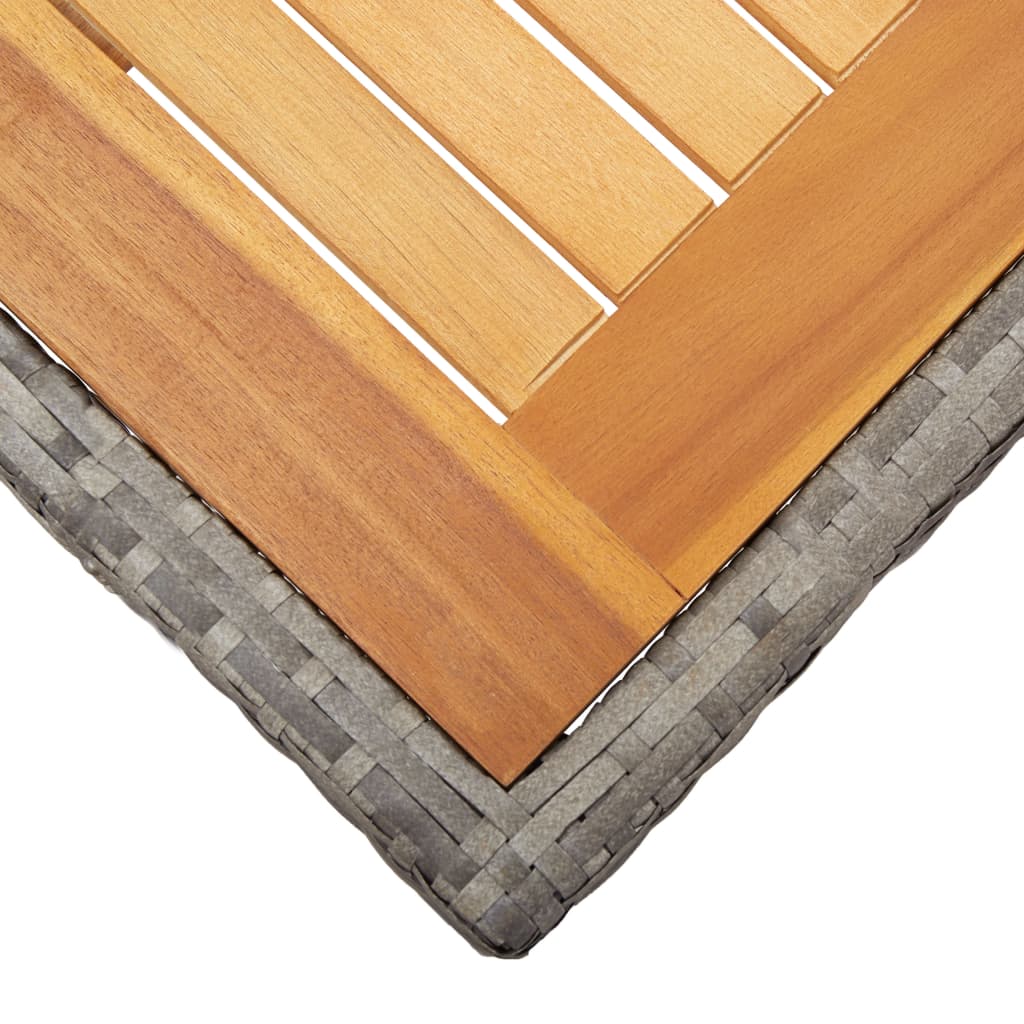 vidaXL Garden Table Grey 190x90x75 cm Poly Rattan and Acacia Wood