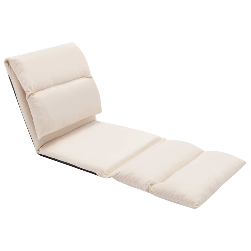 vidaXL Folding Floor Chair Cream Microfibre