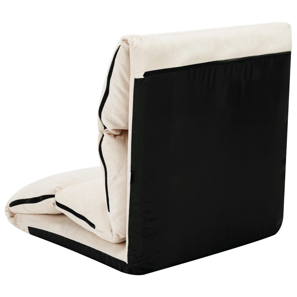 vidaXL Folding Floor Chair Cream Microfibre