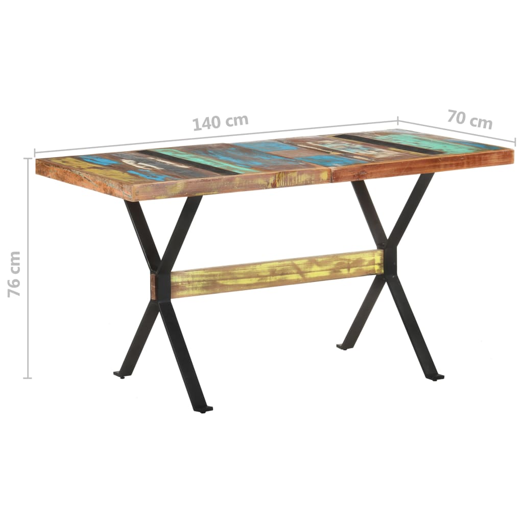 vidaXL Dining Table 140x70x76 cm Solid Reclaimed Wood