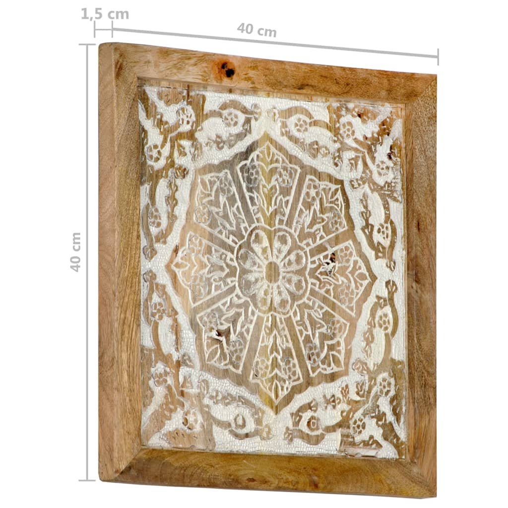 vidaXL Hand-Carved Wall Panels 2 pcs Solid Mango Wood 40x40x1.5 cm