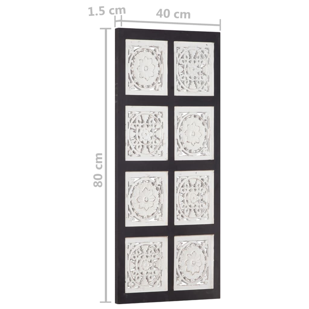 vidaXL Hand-Carved Wall Panel MDF 40x80x1.5 cm Black and White