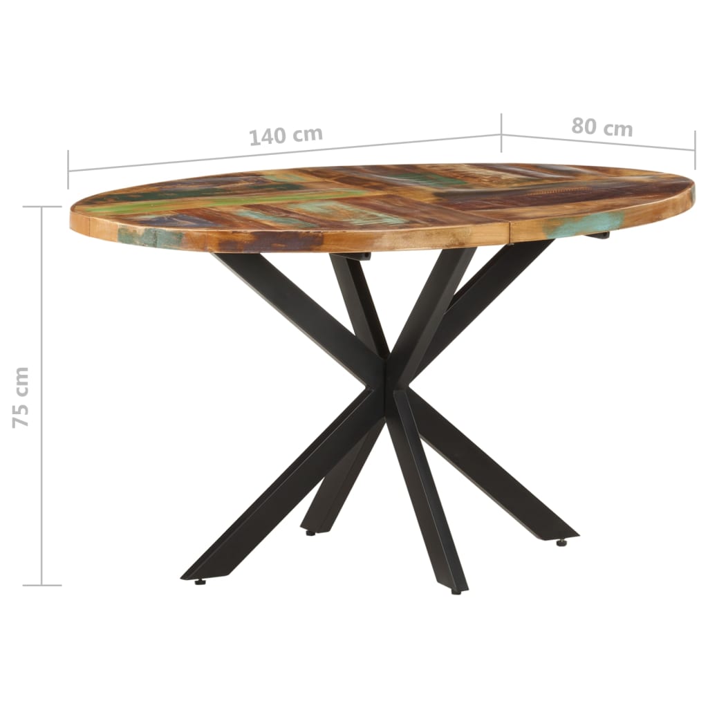 vidaXL Dining Table 140x80x75 cm Solid Reclaimed Wood