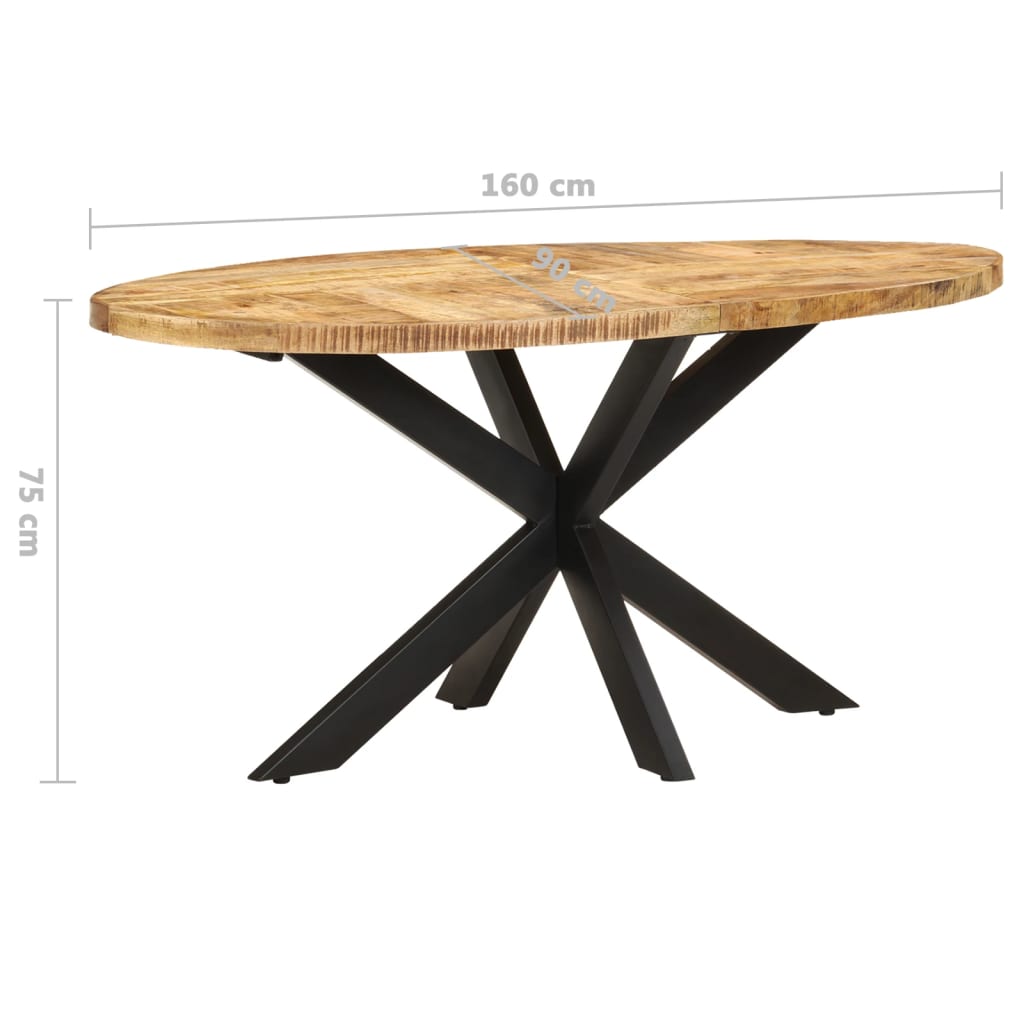vidaXL Dining Table 160x90x75 cm Rough Mango Wood