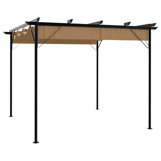 vidaXL Pergola with Retractable Roof Taupe 3x3 m Steel 180 g/m²