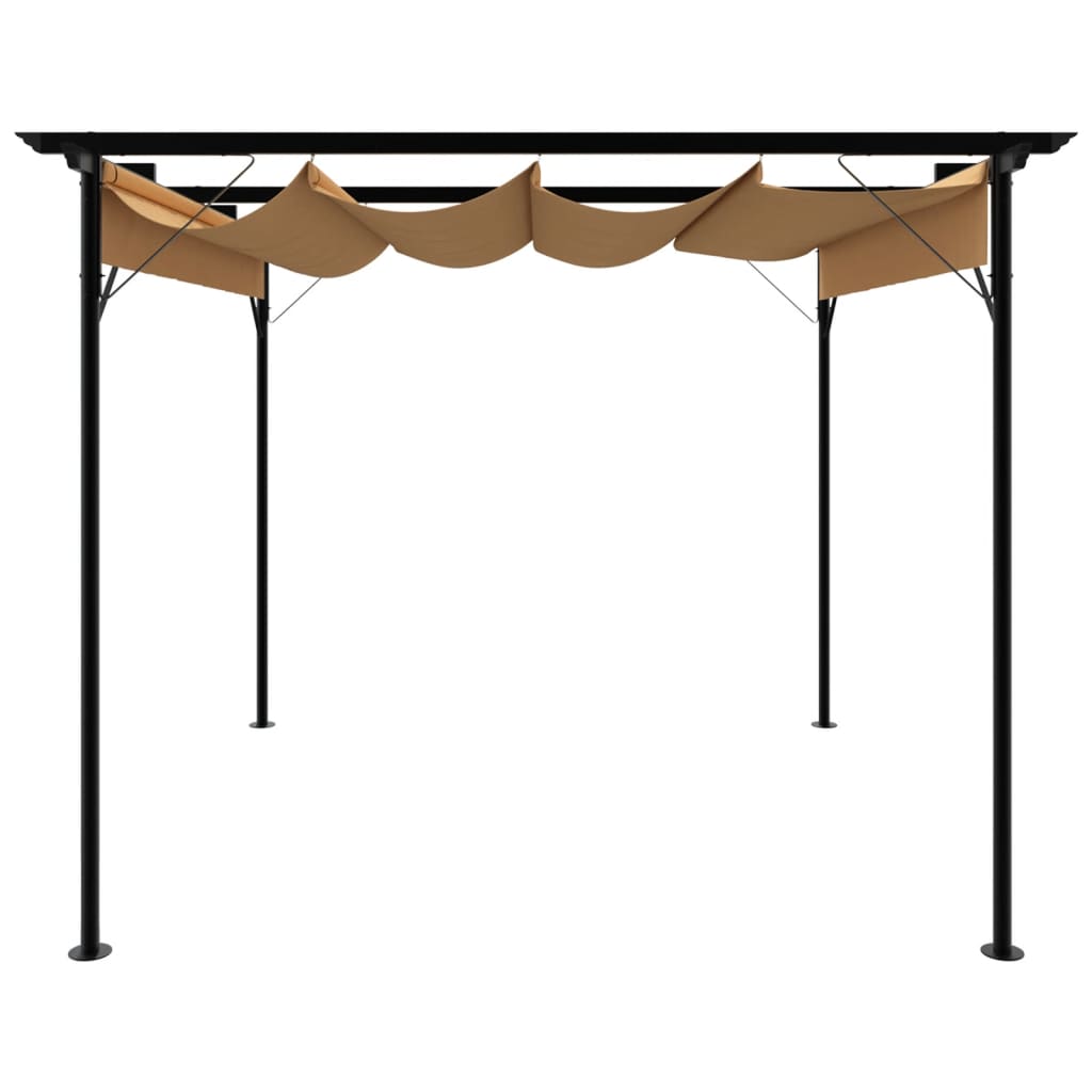 vidaXL Pergola with Retractable Roof Taupe 3x3 m Steel 180 g/m²