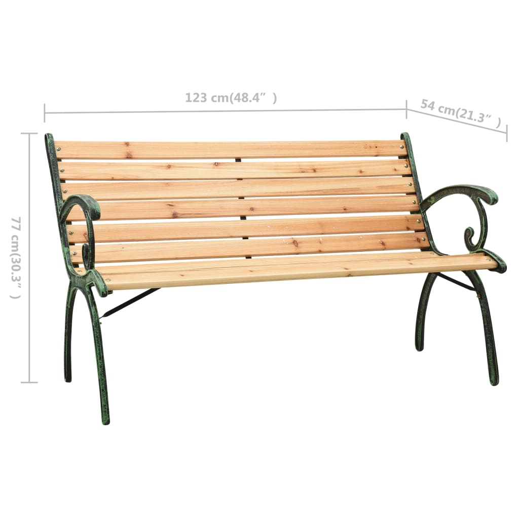 vidaXL Garden Bench 123 cm Cast Iron and Solid Firwood