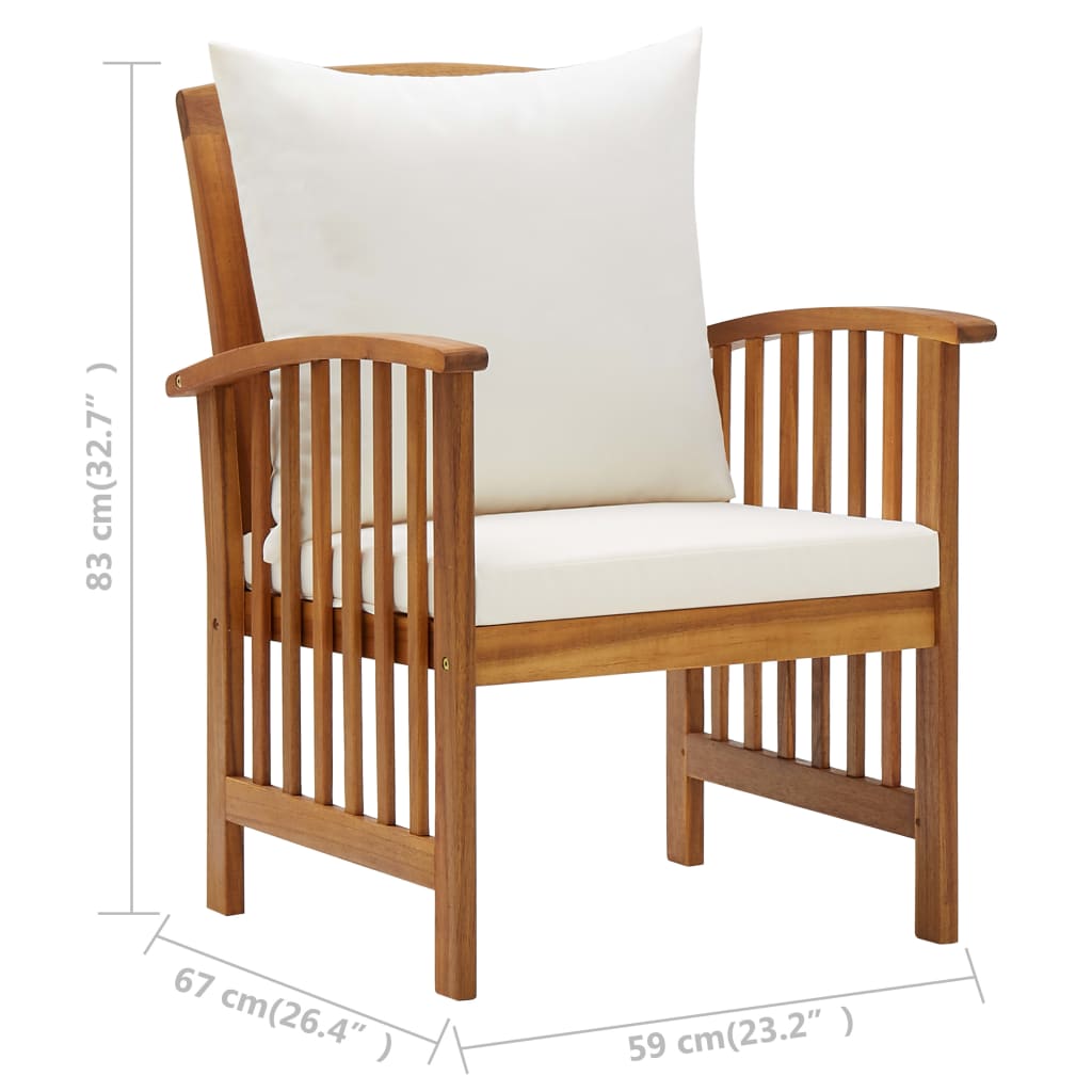vidaXL Garden Chairs with Cushions 2 pcs Solid Acacia Wood