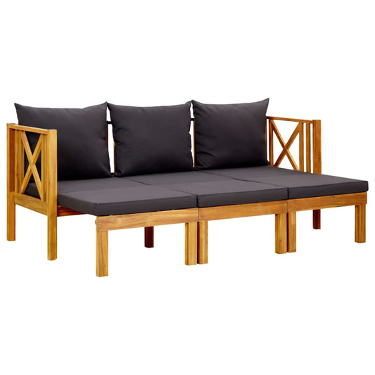 vidaXL 3-Seater Garden Bench with Cushions 179 cm Solid Acacia Wood