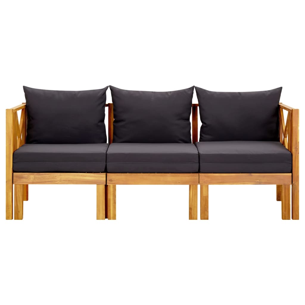 vidaXL 3-Seater Garden Bench with Cushions 179 cm Solid Acacia Wood