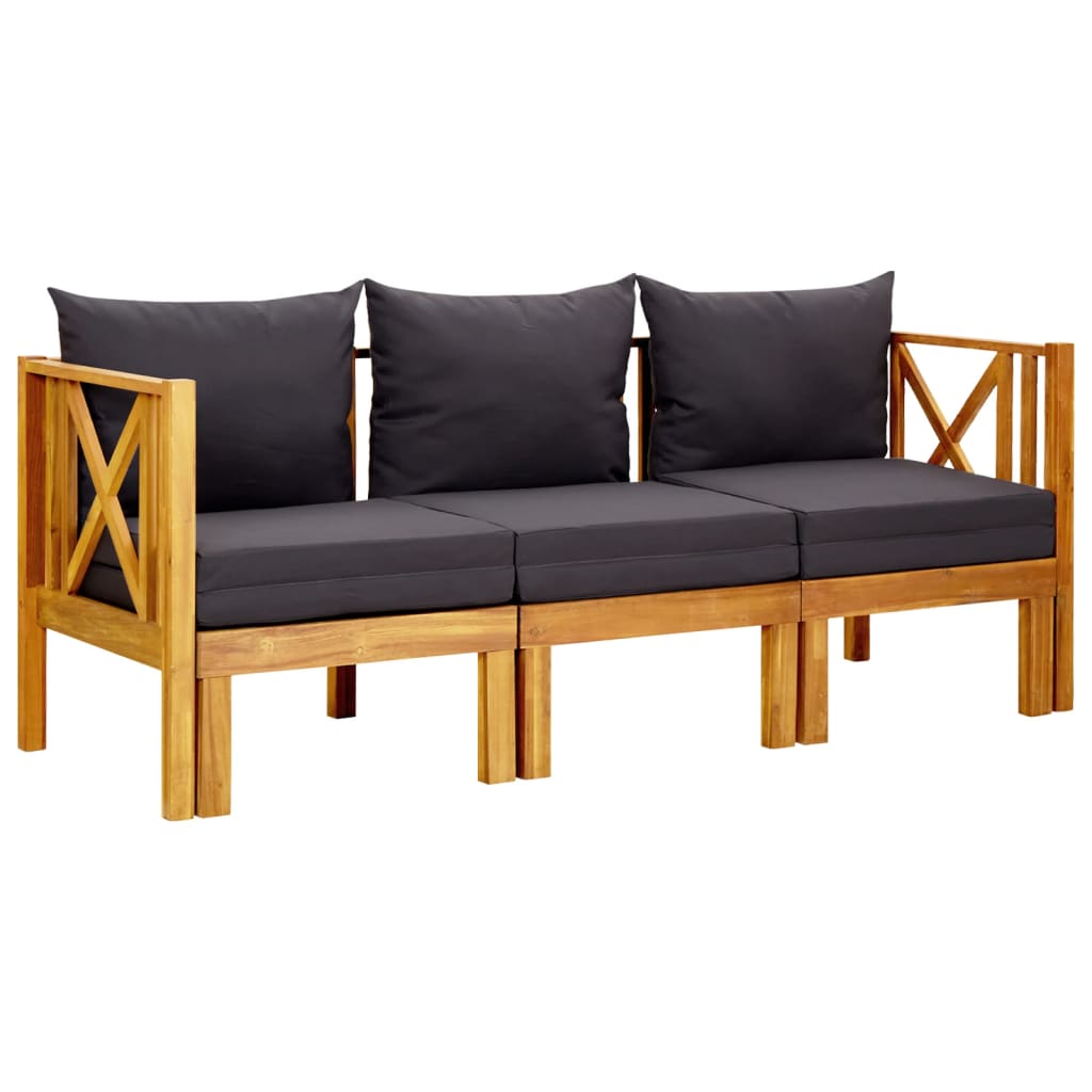 vidaXL 3-Seater Garden Bench with Cushions 179 cm Solid Acacia Wood