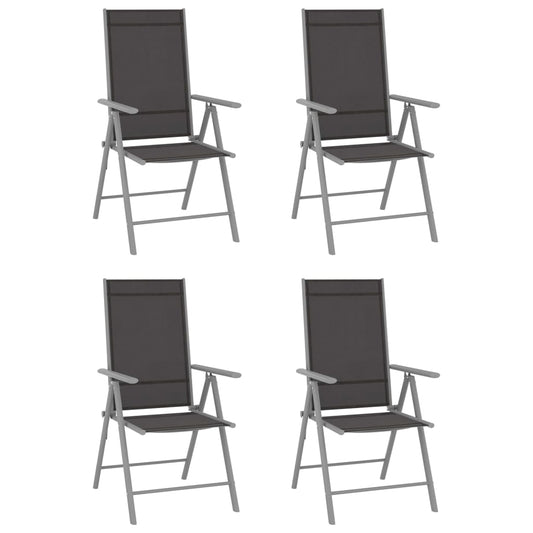 vidaXL Folding Garden Chairs 4 pcs Textilene Black