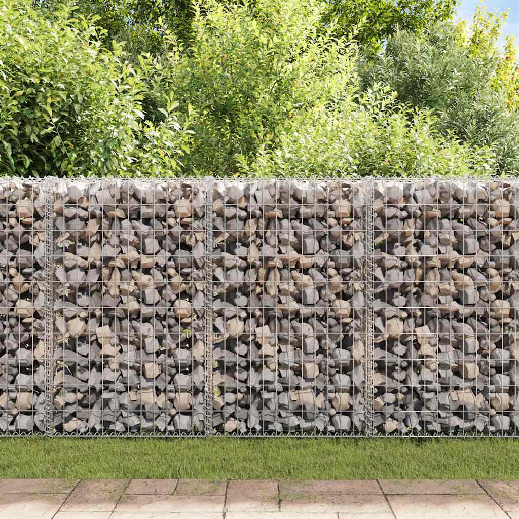 vidaXL Gabion Wall with Covers Galvanised Steel 200x60x100 cm