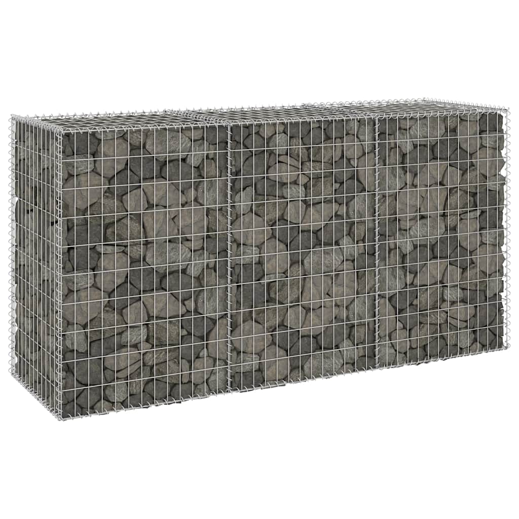 vidaXL Gabion Wall with Covers Galvanised Steel 200x60x100 cm