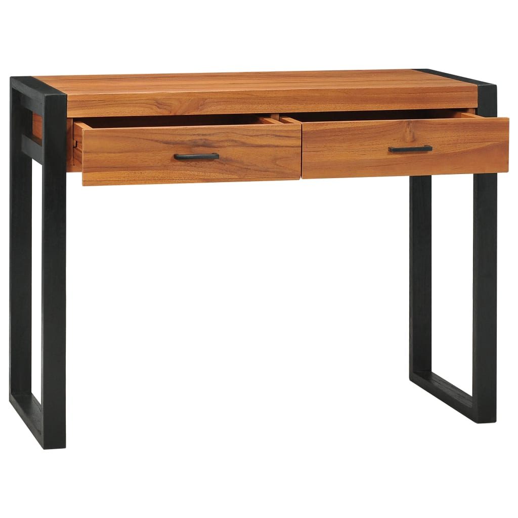 vidaXL Desk with 2 Drawers 100x40x75 cm Teak Wood