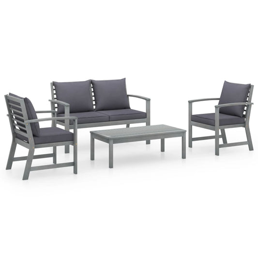 vidaXL 4 Piece Garden Lounge Set with Cushions Solid Acacia Wood