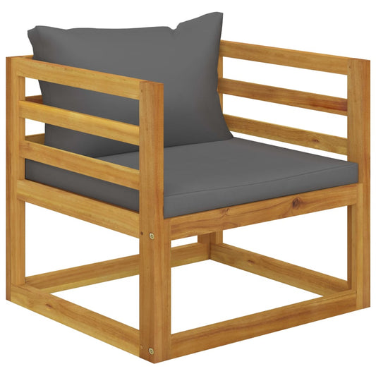 vidaXL Garden Chair with Dark Grey Cushions Solid Acacia Wood