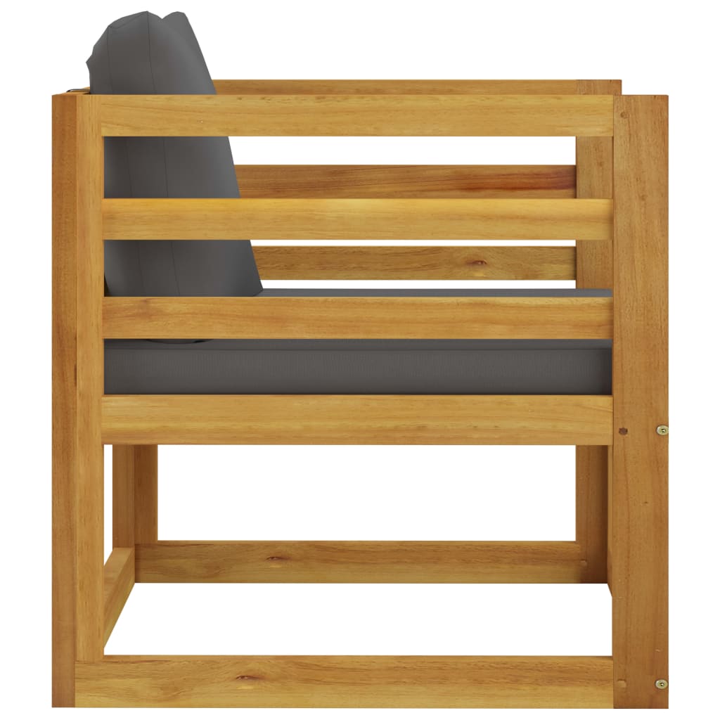vidaXL Garden Chair with Dark Grey Cushions Solid Acacia Wood