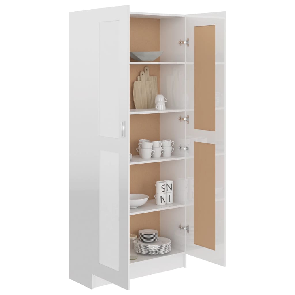 vidaXL Book Cabinet High Gloss White 82.5x30.5x185.5 cm Engineered Wood