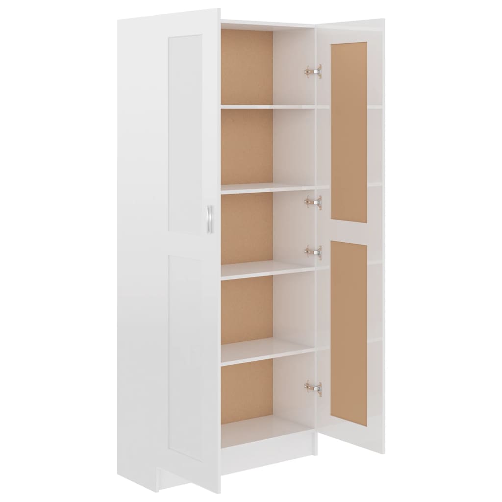 vidaXL Book Cabinet High Gloss White 82.5x30.5x185.5 cm Engineered Wood