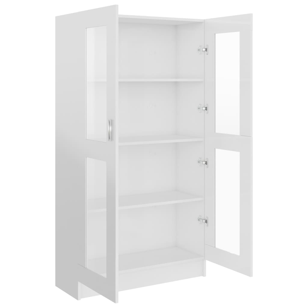 vidaXL Vitrine Cabinet High Gloss White 82.5x30.5x150 cm Engineered Wood