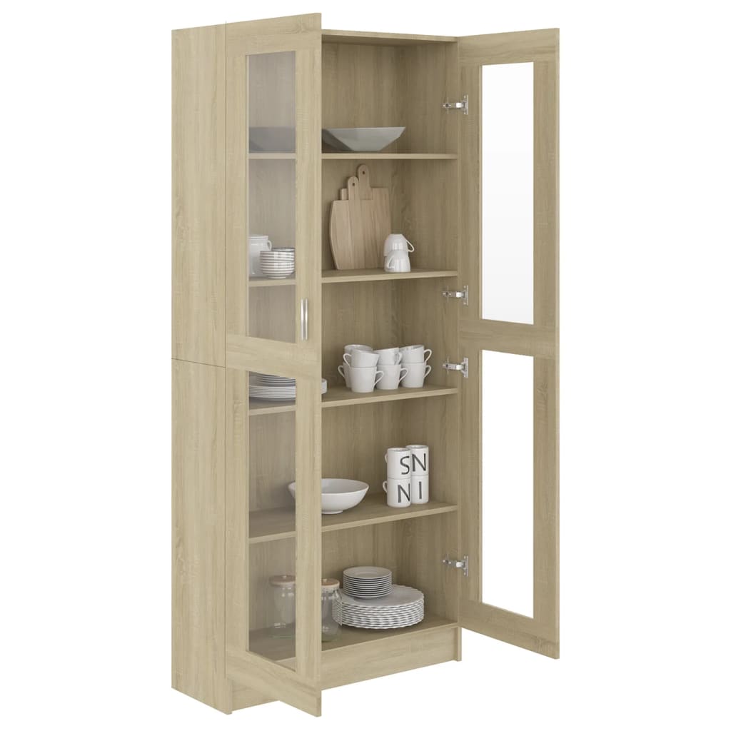 vidaXL Vitrine Cabinet Sonoma Oak 82.5x30.5x185.5 cm Engineered Wood