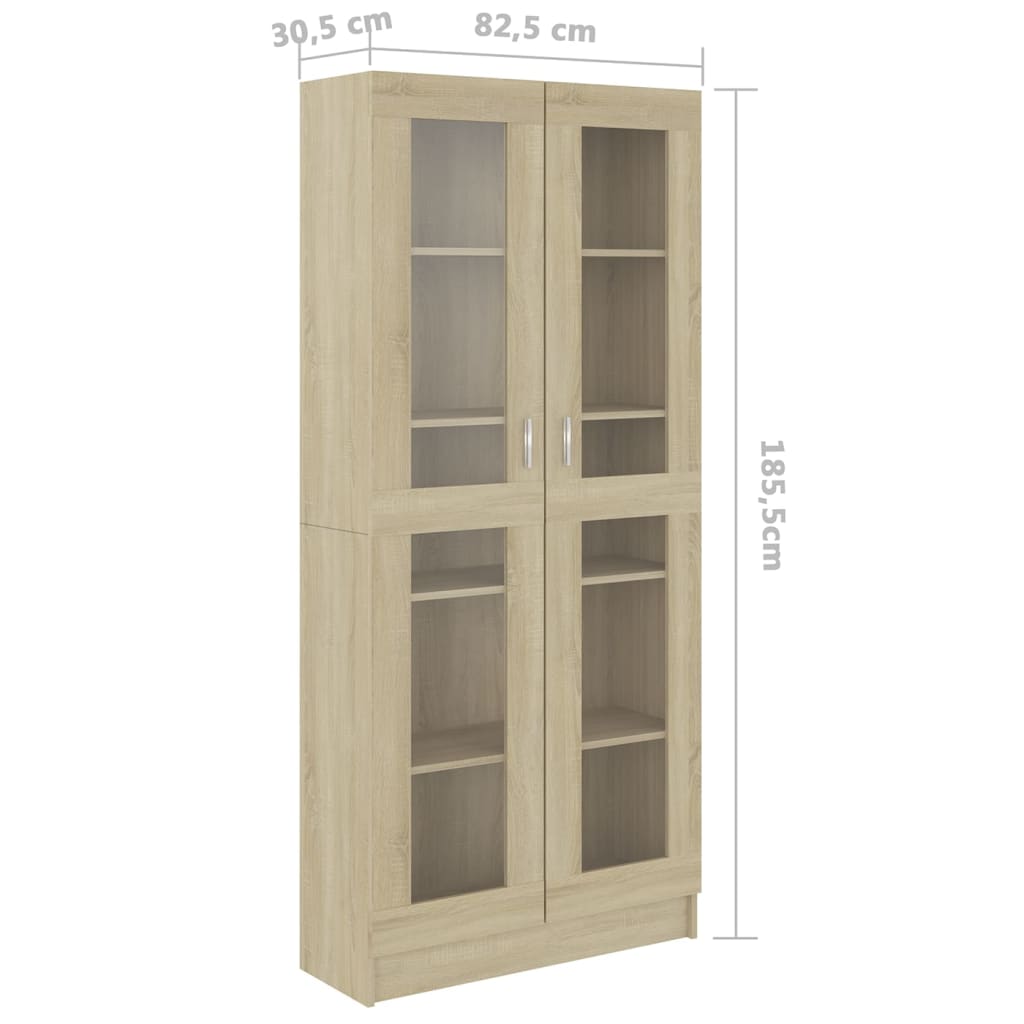 vidaXL Vitrine Cabinet Sonoma Oak 82.5x30.5x185.5 cm Engineered Wood