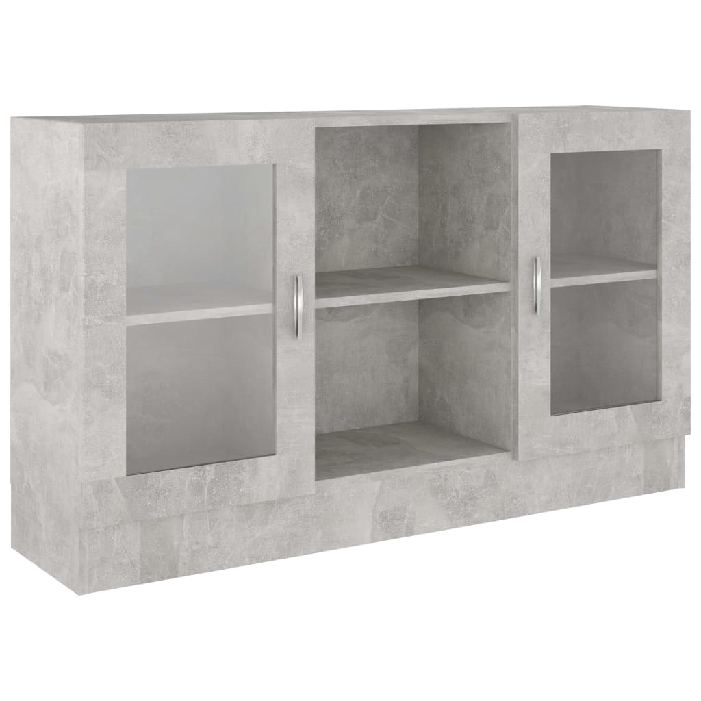 vidaXL Vitrine Cabinet Concrete Grey 120x30.5x70 cm Engineered Wood