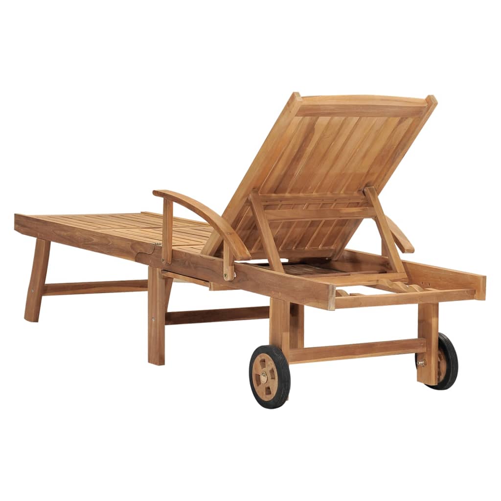 vidaXL Sun Lounger Solid Teak Wood