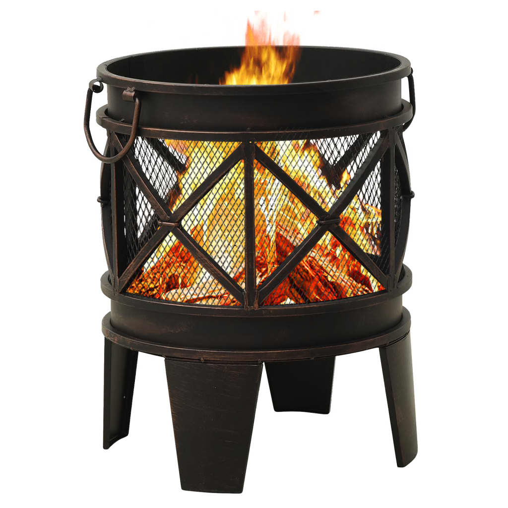 vidaXL Rustic Fire Pit with Poker Φ42x54 cm Steel