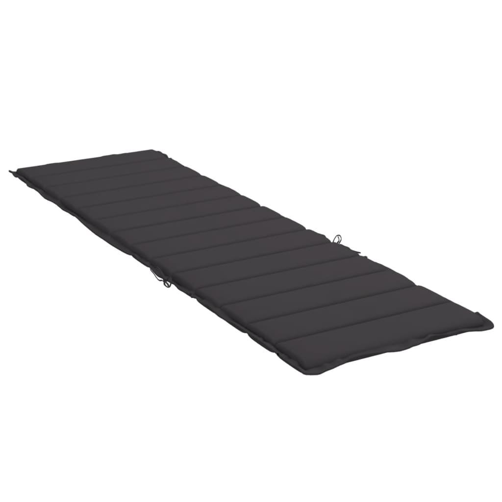 vidaXL Sun Lounger Cushion Black 200x60x3cm Oxford Fabric