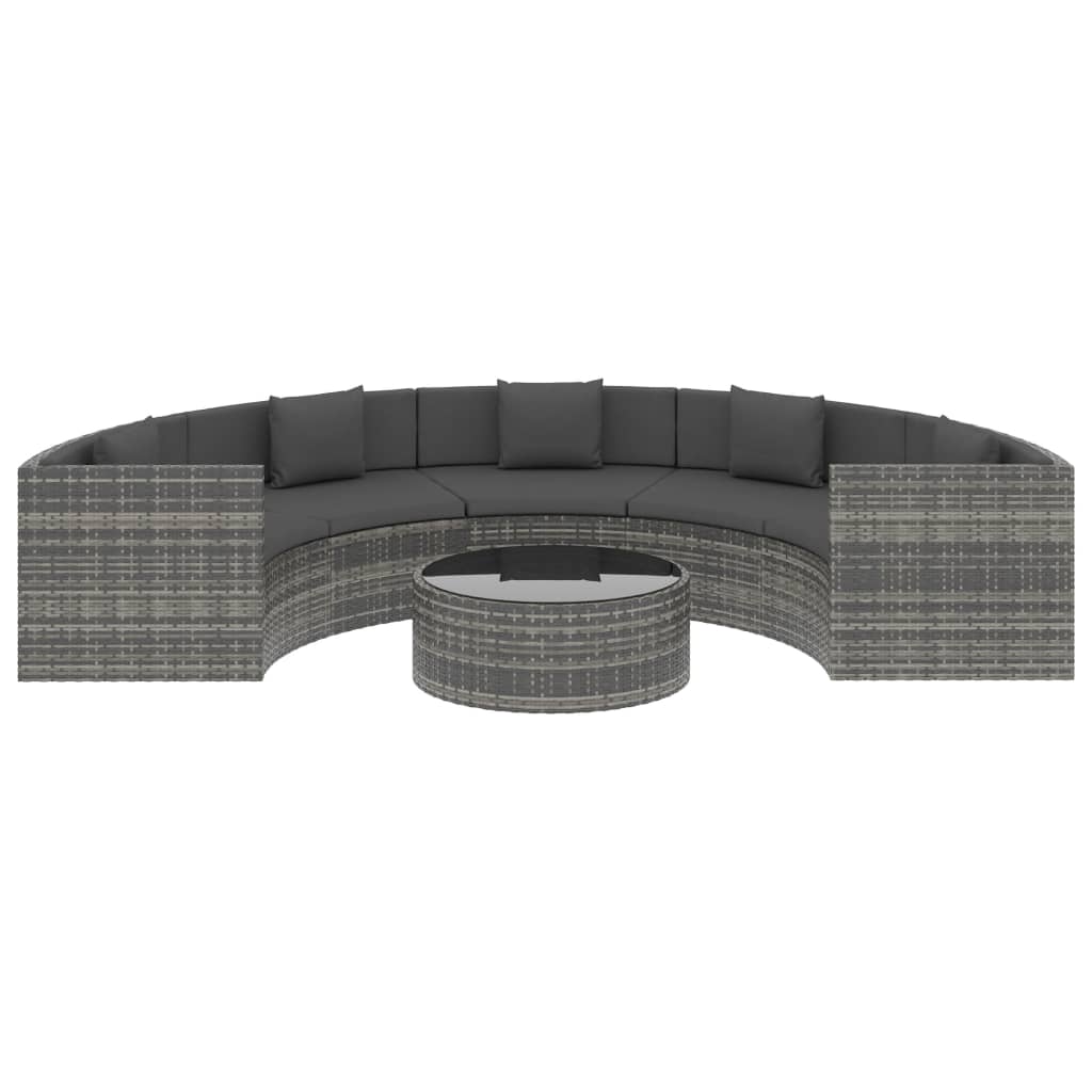 vidaXL 6 Piece Garden Lounge Set with Cushions Poly Rattan Grey