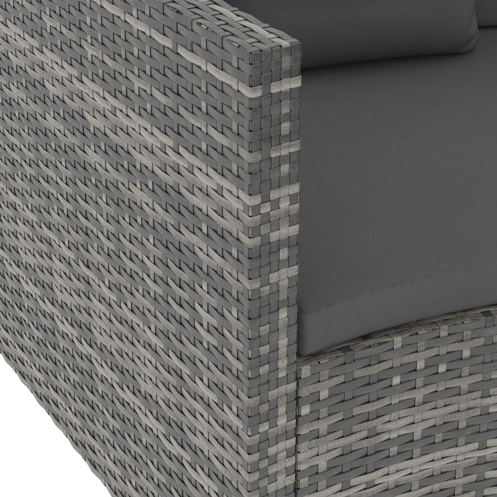 vidaXL 6 Piece Garden Lounge Set with Cushions Poly Rattan Grey