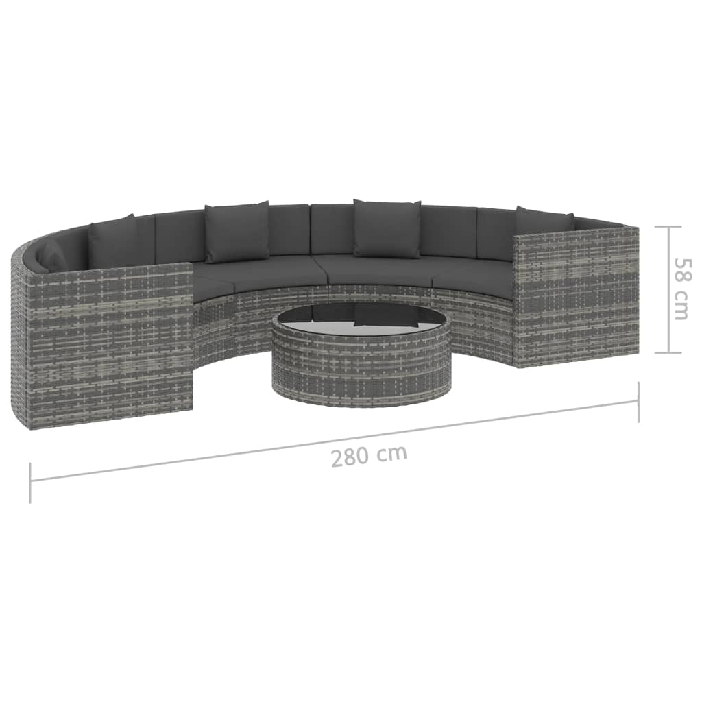 vidaXL 6 Piece Garden Lounge Set with Cushions Poly Rattan Grey