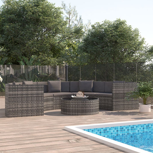 vidaXL 6 Piece Garden Lounge Set with Cushions Poly Rattan Grey