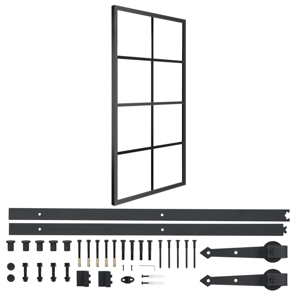 vidaXL Sliding Door Aluminium and ESG Glass with Hardware 90x205cm