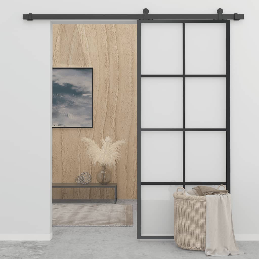 vidaXL Sliding Door Aluminium and ESG Glass with Hardware 90x205cm